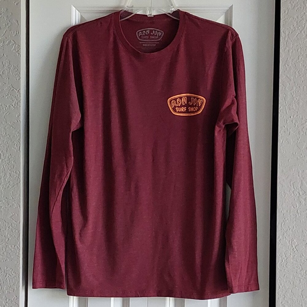 Ron Jon Surf Shot Burgandy Long Sleeve Tee Men's Size M